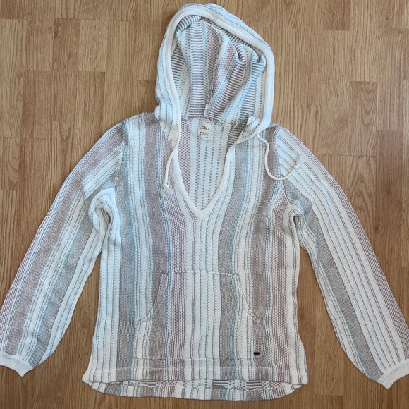 Women’s O’Neill Cable Knit V-Neck Long Sleeve Hooded Top / Hoodie / Sweater S-M - Picture 1 of 7